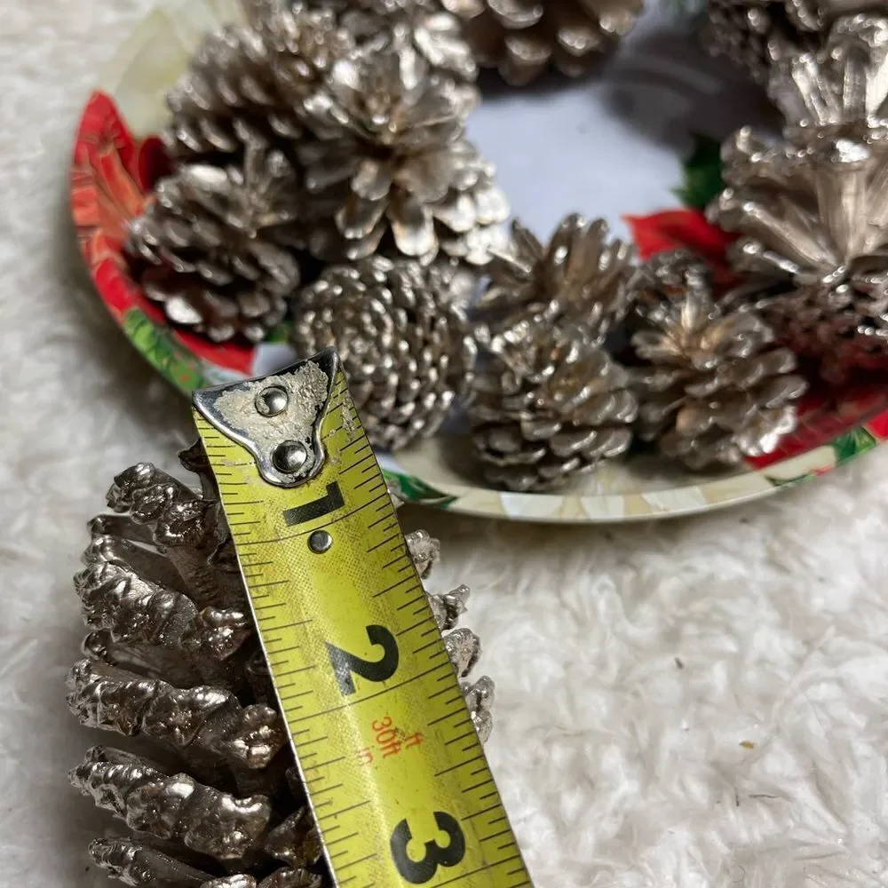 Set of 14 silvery gold Pine Cones 4,3,2” for  Holiday Home Decor